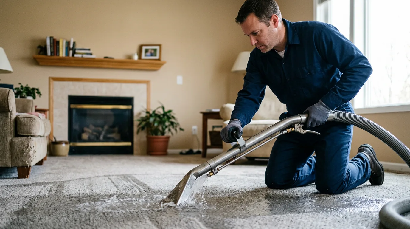 Water damage restoration technician working near New Home, TX